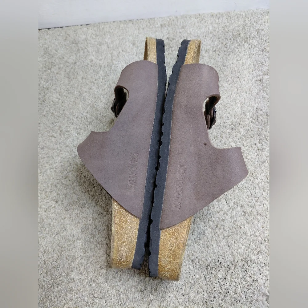 Birkenstock Women Size 37/6 Us Narrow Brown Sandals with Buckle Detail - Picture 5 of 10